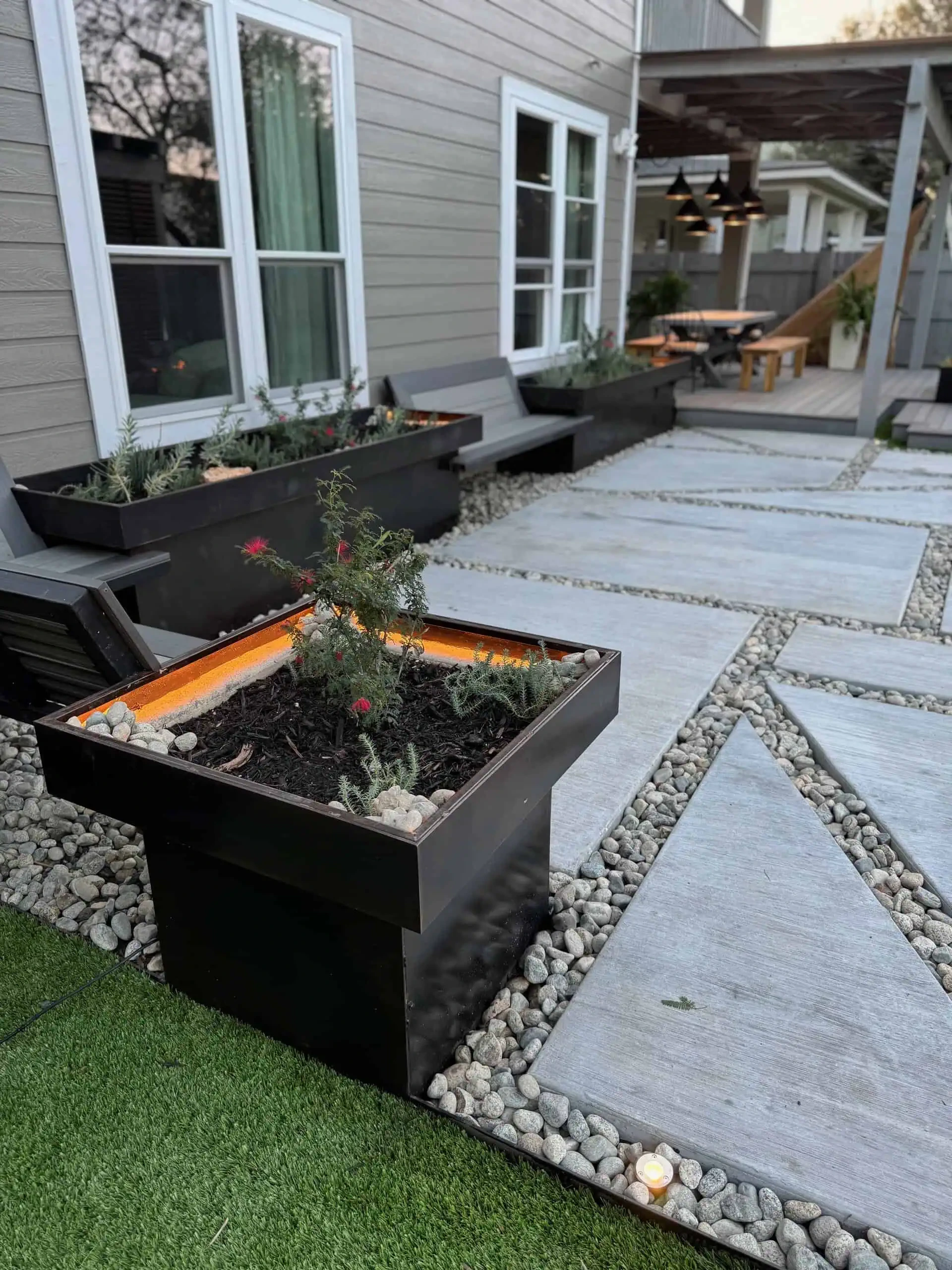 480 sq ft Dekorators Sea Salt composite deck system over existing flagstone substrate — Circle C Austin TX