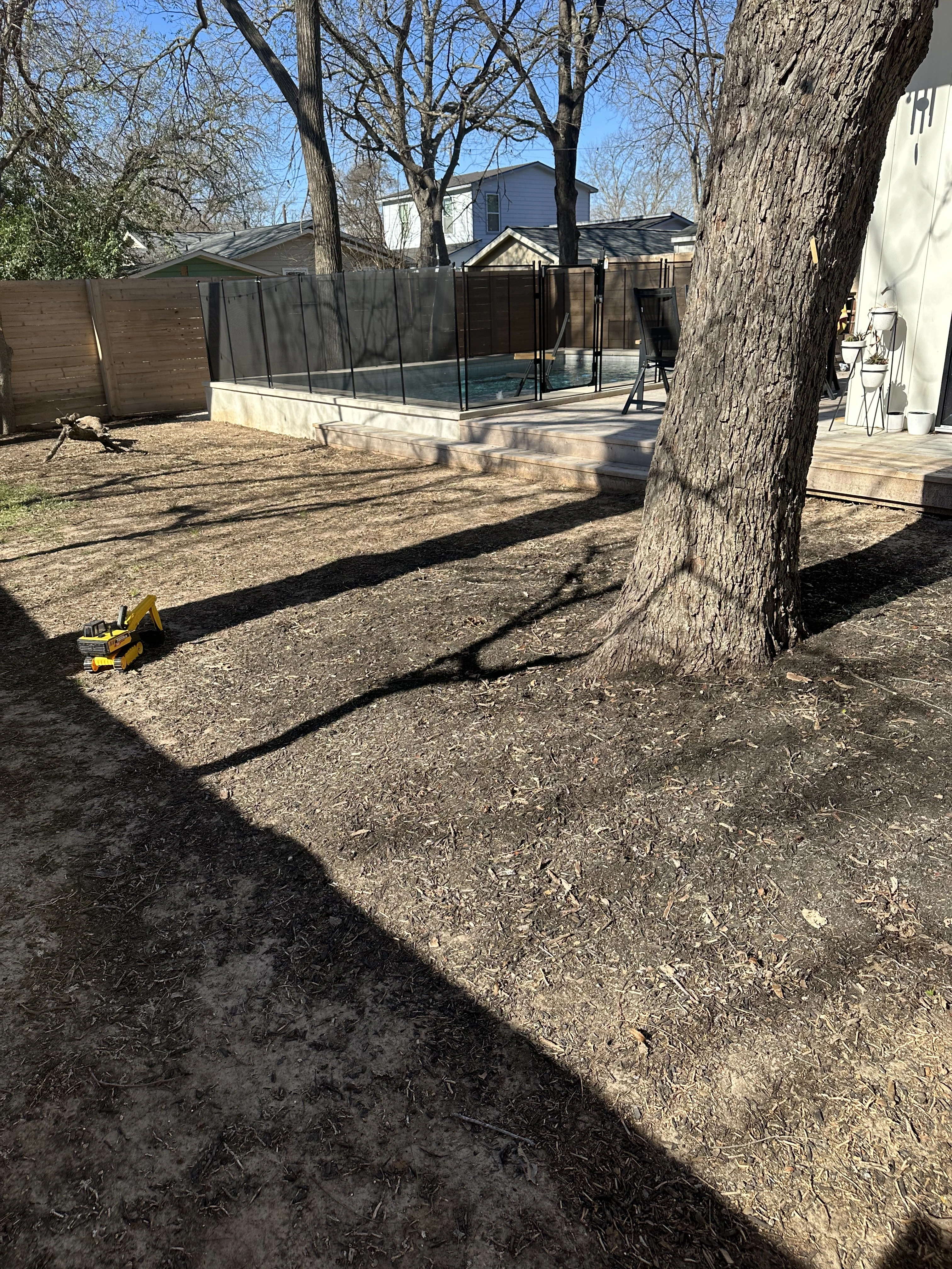 Madison project before — dated lawn and landscaping